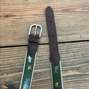 Elegant Brown and Green Men's Belt - Size 34